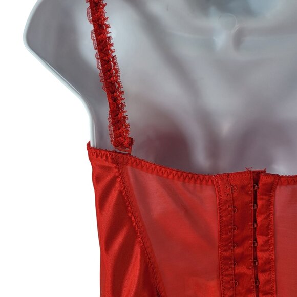 Victoria's Secret Corset Bustier Red Size 36 Garter Boned Underwire ILGWU VTG - Picture 7 of 14